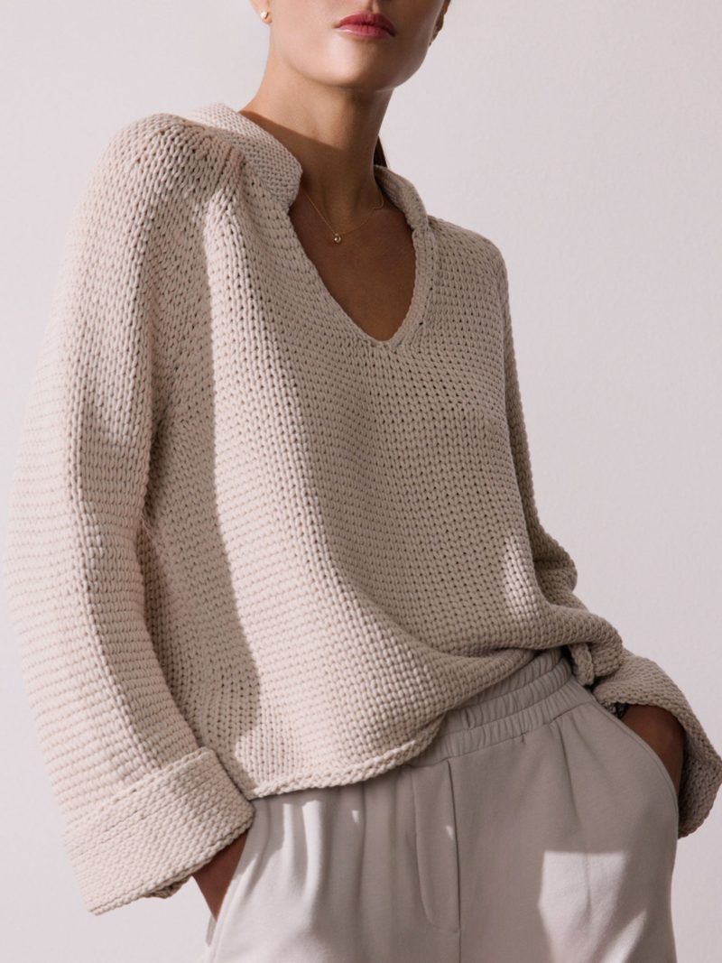 Aria Popover WARM STONE Emery Knit Vee Sweatshirt DOVE GREY EMA4238 Penn Terry Pant OYSTER 1