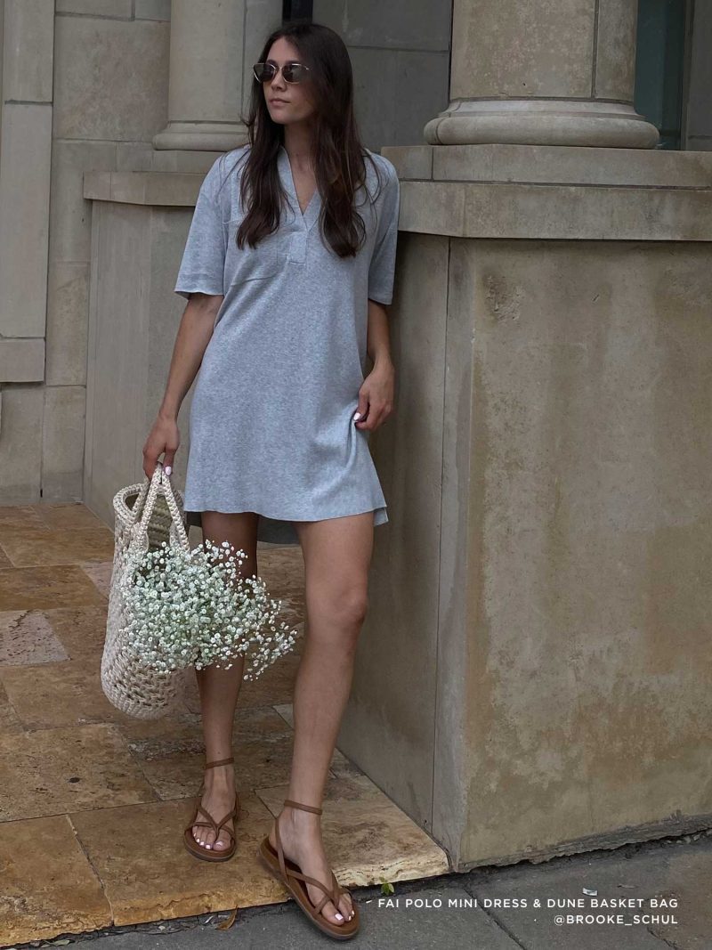 Brooke Schulmeister brooke schul Fai Mini Polo Dress Salton Grey Melange Dune Basket Bag Ecru4 ECOMM