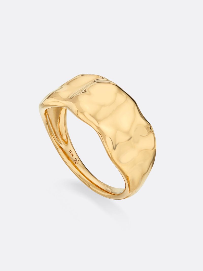 Golden Waves 18k Gold Molten Band Ring A