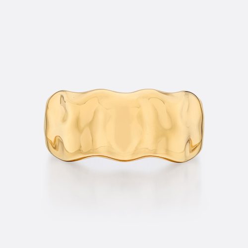 Golden Waves 18k Gold Molten Band Ring B