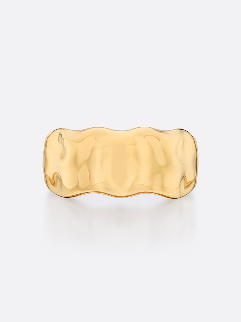 Golden Waves 18k Gold Molten Band Ring B