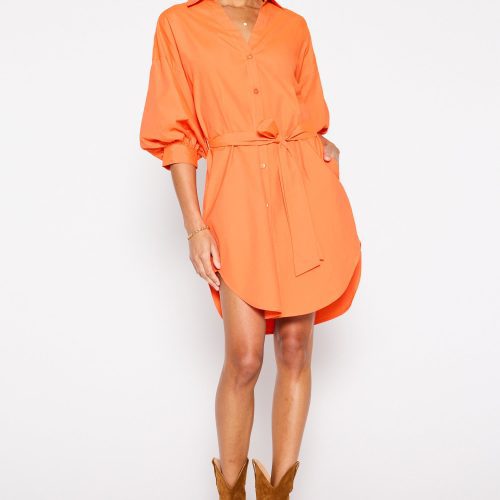 KateBeltedShirtDress JCP4040 Tangerine 2