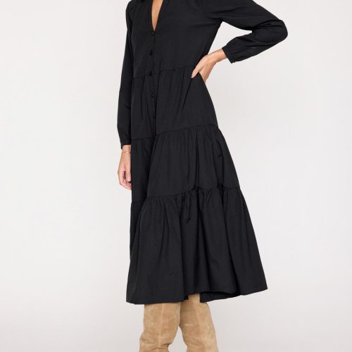 Long Sleeve Havana Dress JCP3993 Black Onyx 0311