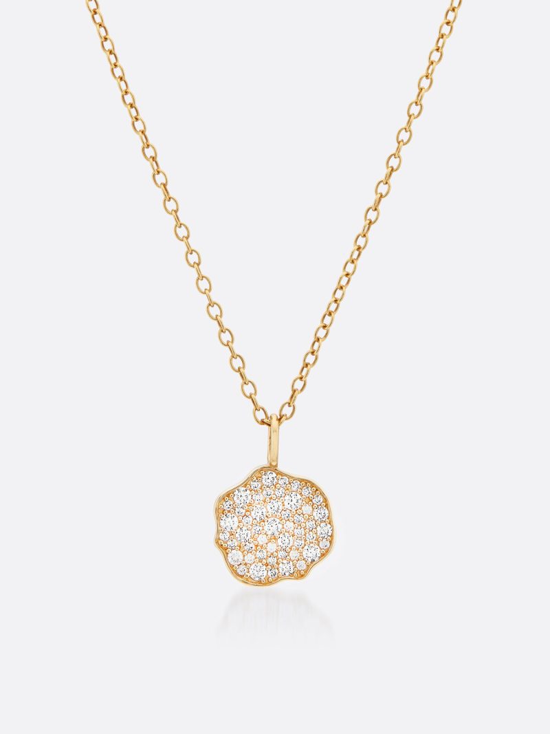 Petite Fleur Pave Diamond Mini Pendant Necklace A