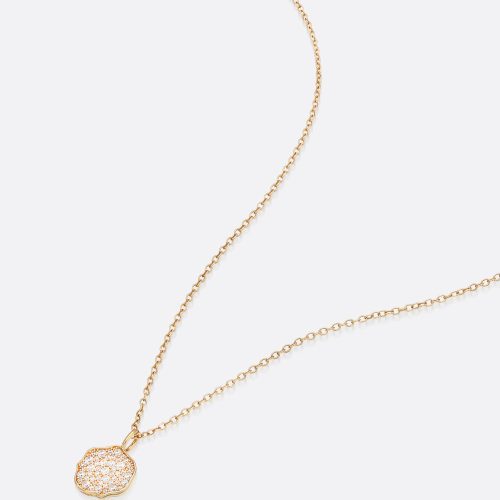 Petite Fleur Pave Diamond Mini Pendant Necklace B