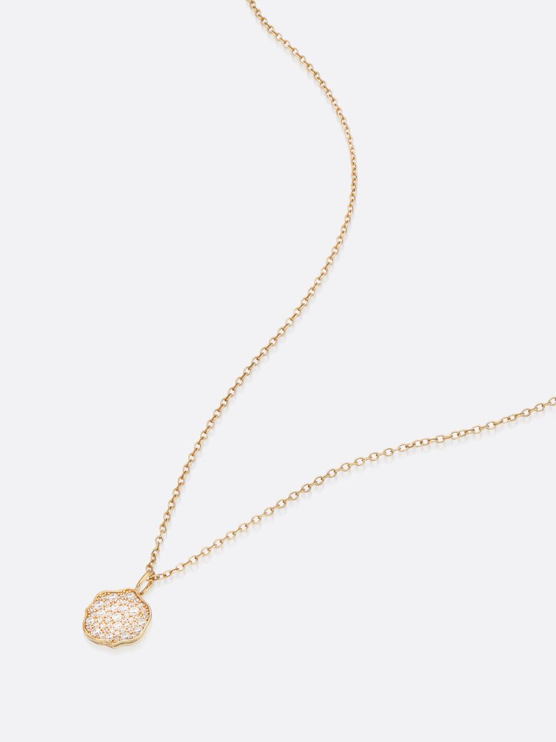 Petite Fleur Pave Diamond Mini Pendant Necklace B