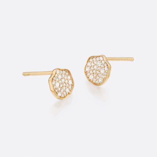 Petite Fleur Pave Diamond Mini Stud Earrings B 02