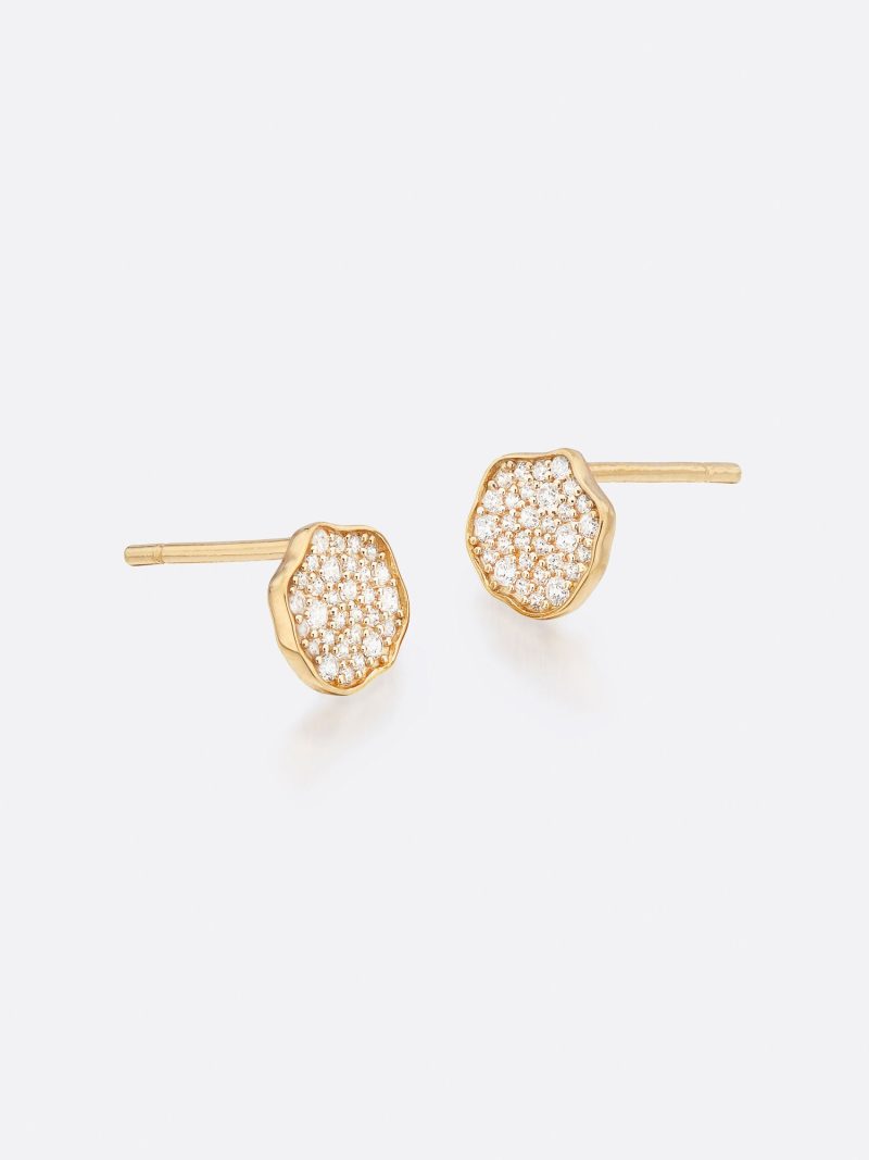 Petite Fleur Pave Diamond Mini Stud Earrings B 02