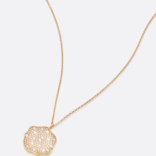 Petite Fleur Pave Diamond Pendant Necklace B