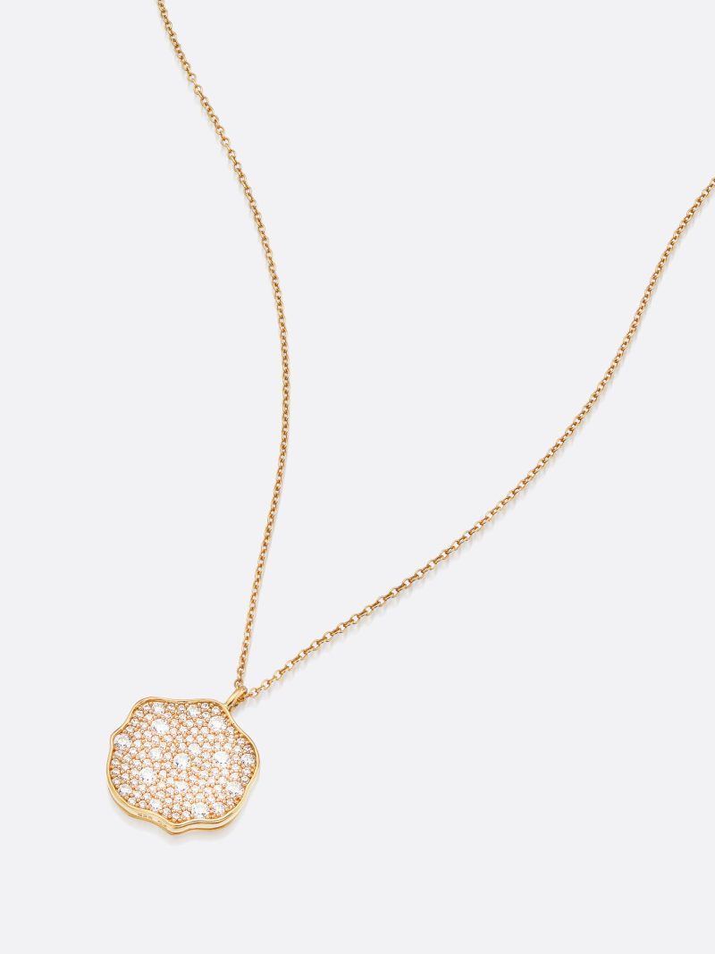 Petite Fleur Pave Diamond Pendant Necklace B