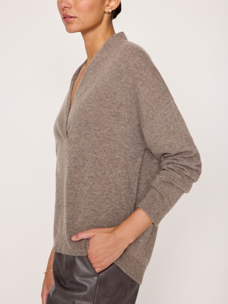 Siena Wrap Neck Pullover LUX4070 Otter Melange 1826