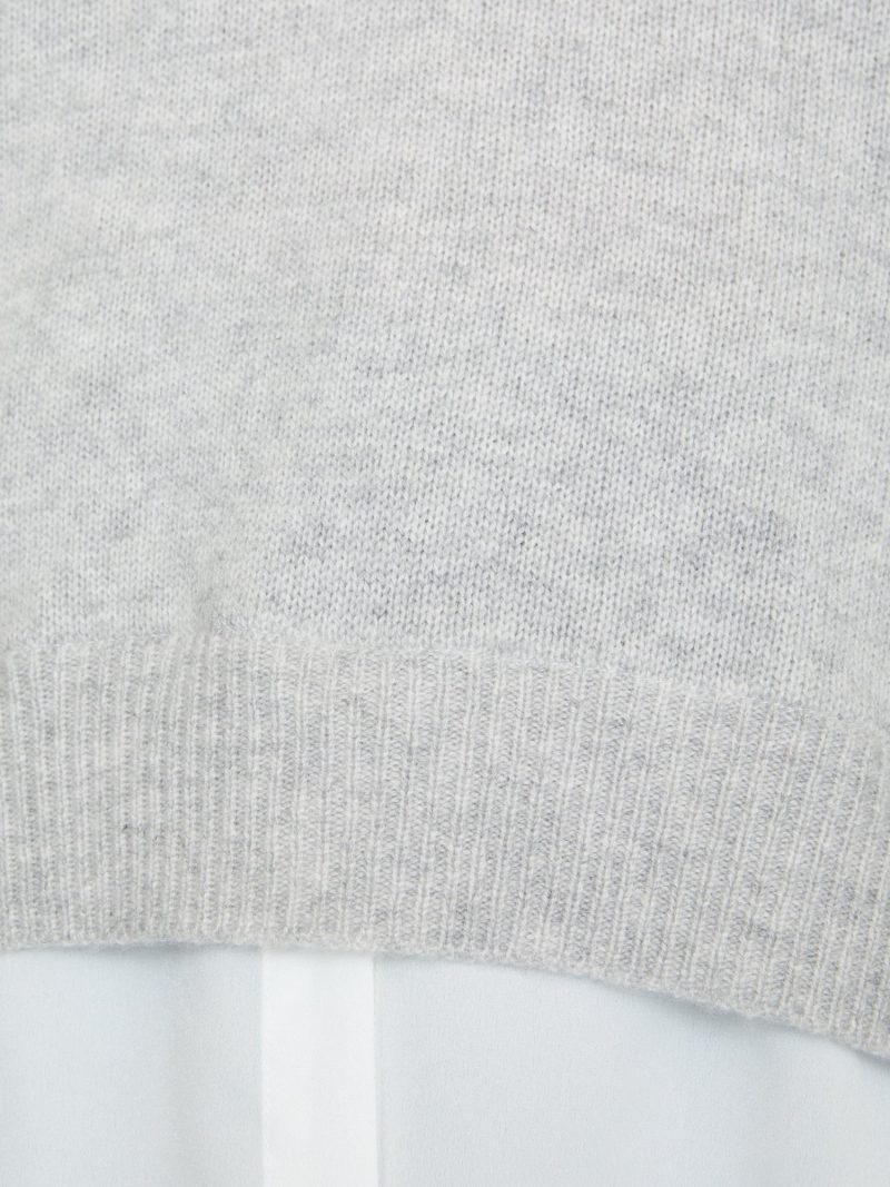 V NECK LAYERED PULLOVER JER2197 VAIL GREY MEL WITH WHT 6