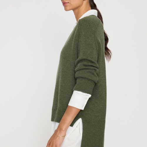 V neck Layered Pullover JER2197 Lichen w White 1365 3