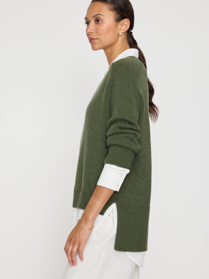 V neck Layered Pullover JER2197 Lichen w White 1365 3